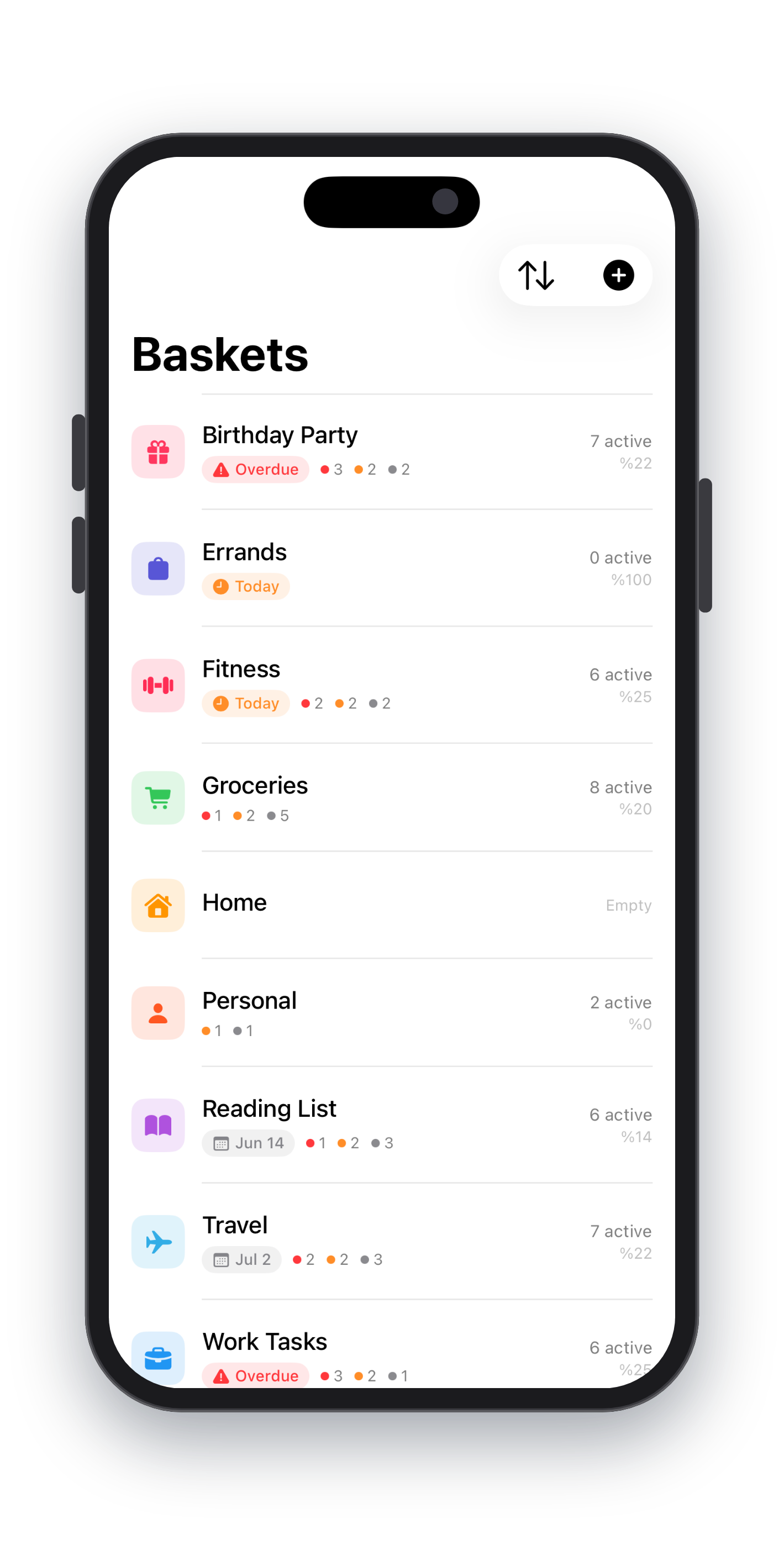 Basket list view